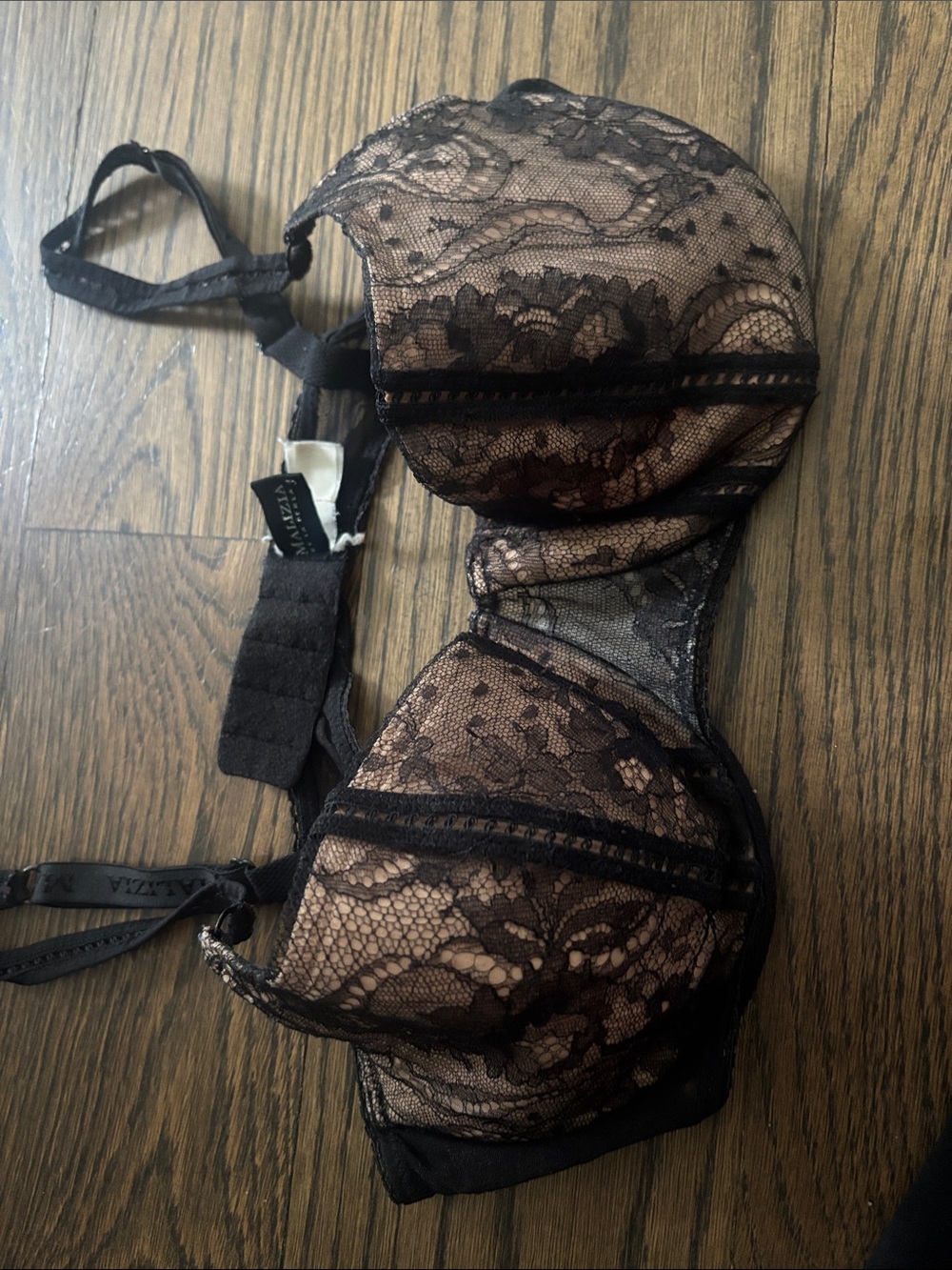 La Perla Malizia Lace Overlay Push-Up Bra - Black/Nude
